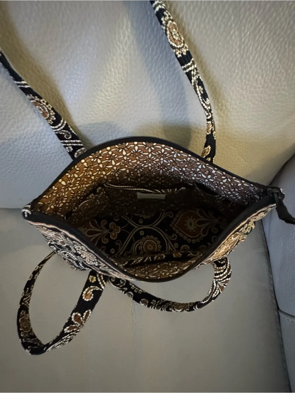 Vera Bradley Quilted Black and Brown Floral Tote Bag